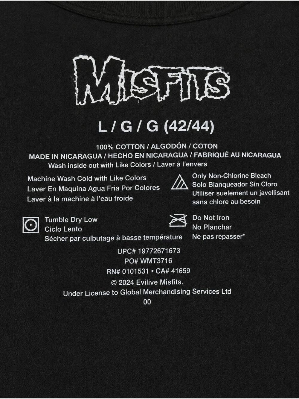 Misfits Skull Graphic Band T-Shirt Black Size Large 100% Cotton NWT - Picture 6 of 6